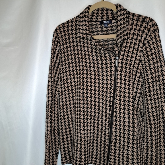 Chaps Black and Tan Houndstooth Women's Jacket Size XL #46 - Picture 4 of 5